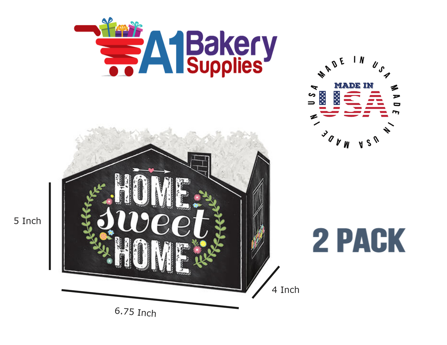 Chalkboard Home Sweet Home Basket Box, Theme Gift Box, Small 6.75 (Length) x 4 (Width) x 5 (Height), 2 Pack