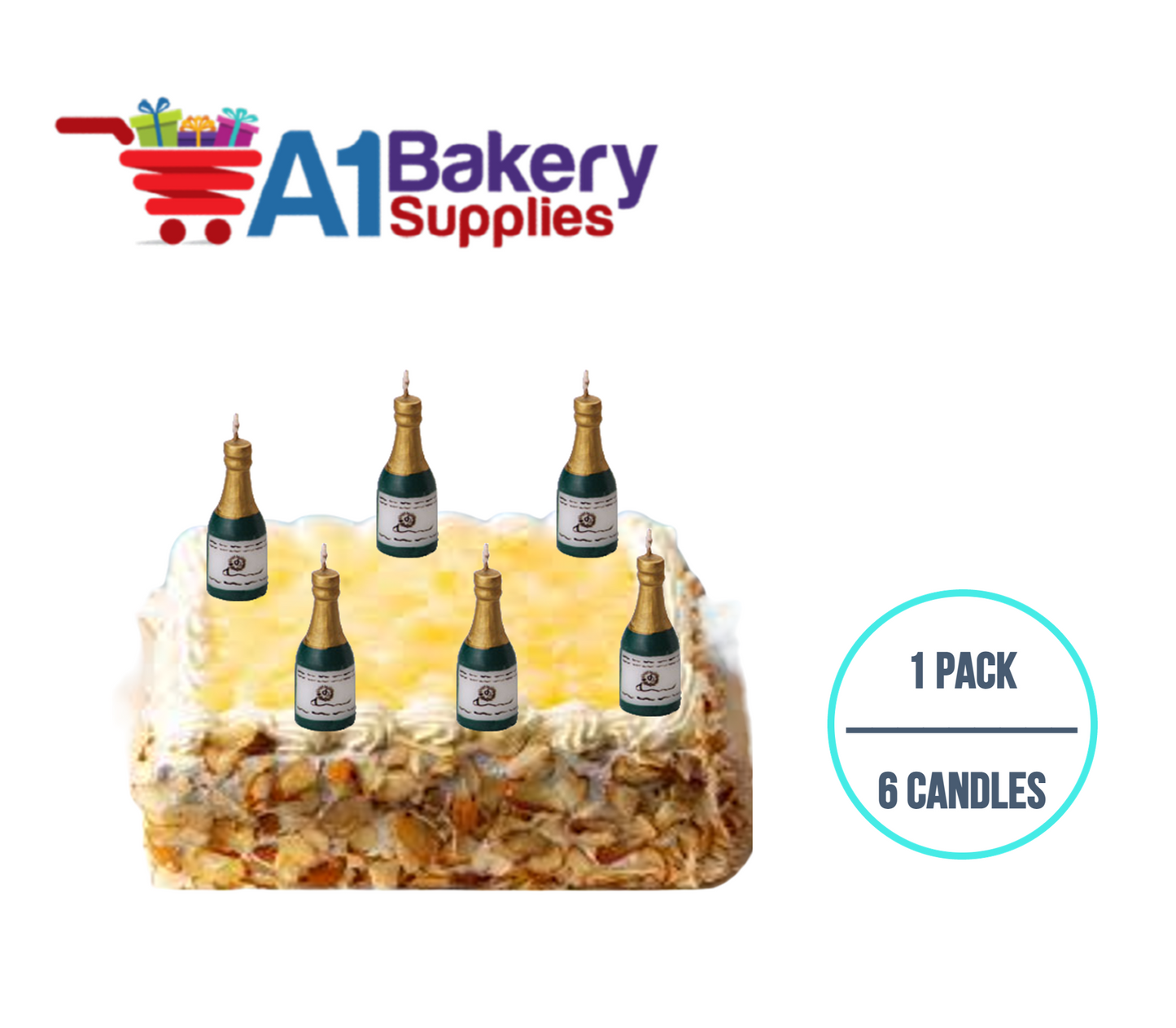 A1BakerySupplies Champagne Novelty Candles 1 pack for Birthday Cake Decorations and Anniversary