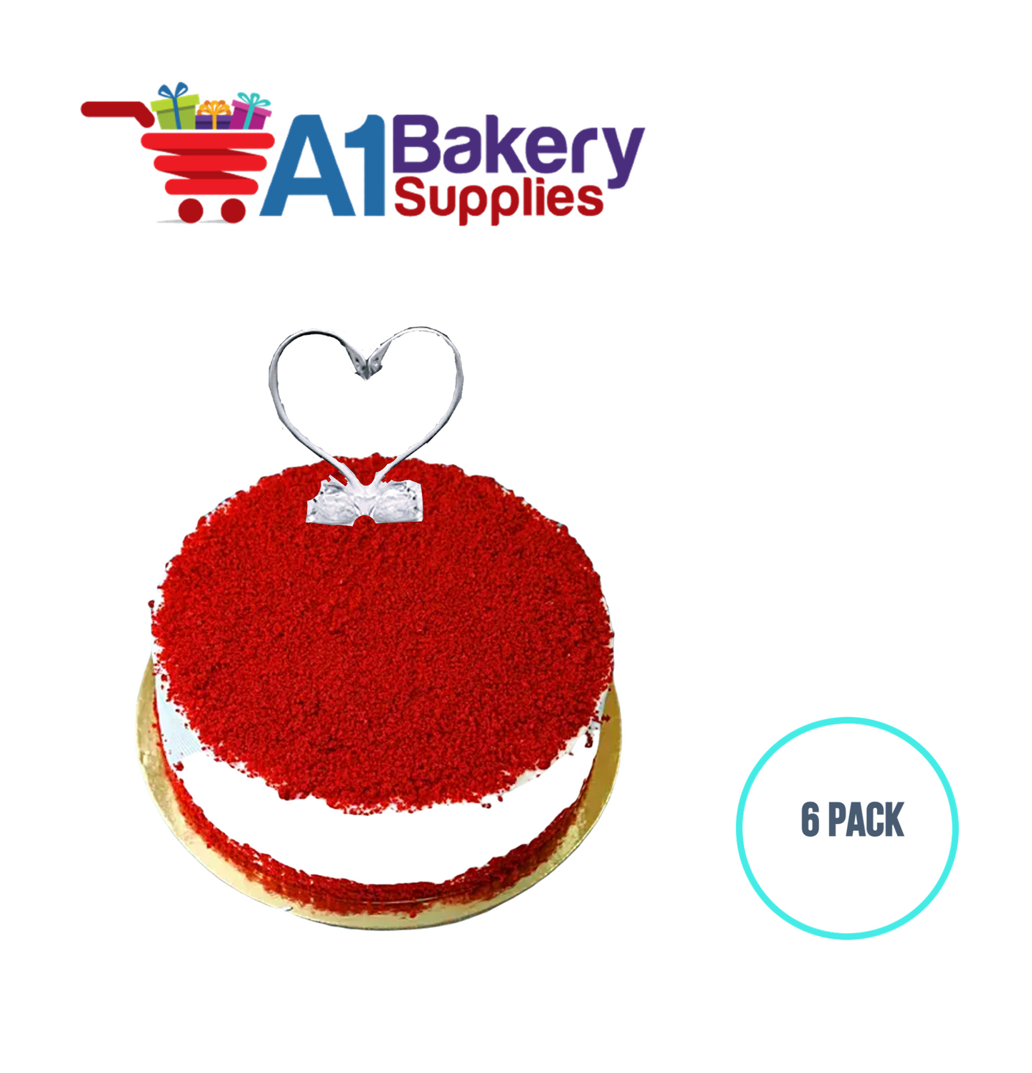 A1BakerySupplies Clear Swan Heart 6 pack Wedding Accessories for Birthday Cake Decorations and Marriages
