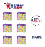 Easter Bunnies Basket Box, Theme Gift Box, Large 10.25 (Length) x 6 (Width) x 7.5 (Height), 6 Pack