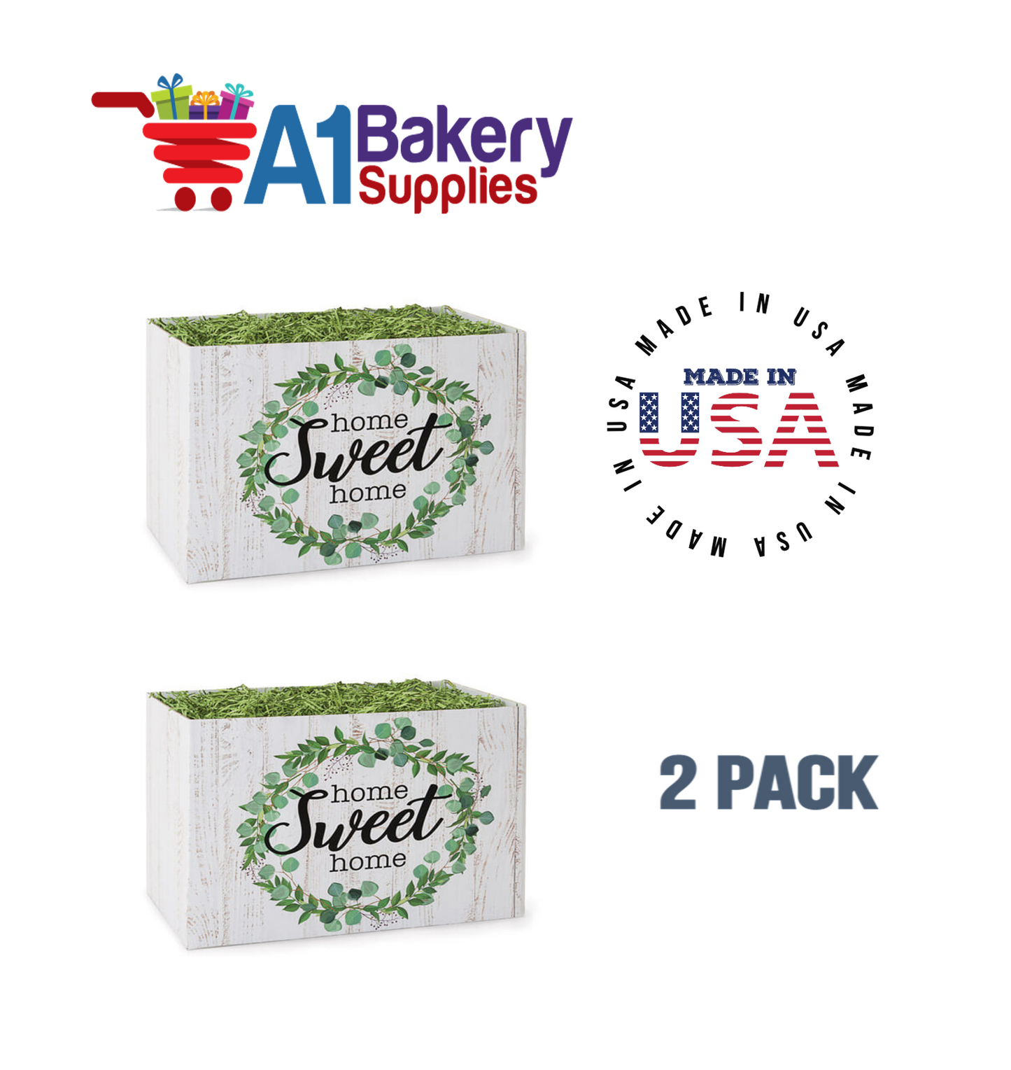 Farmhouse Home Sweet Home Basket Box, Theme Gift Box, Small 6.75 (Length) x 4 (Width) x 5 (Height), 2 Pack