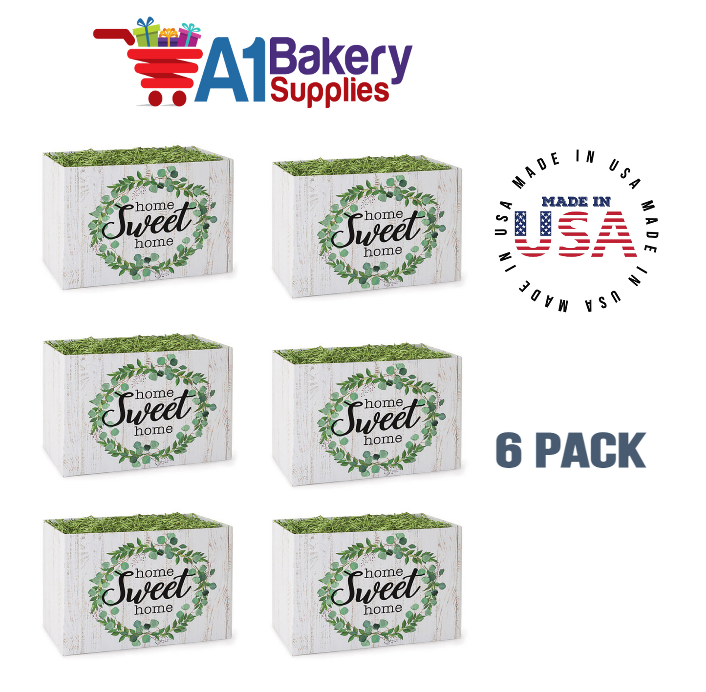 Farmhouse Home Sweet Home Basket Box, Theme Gift Box, Small 6.75 (Length) x 4 (Width) x 5 (Height), 6 Pack