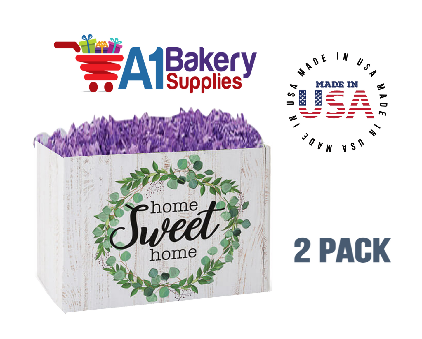 Farmhouse Home Sweet Home Basket Box, Theme Gift Box, Large 10.25 (Length) x 6 (Width) x 7.5 (Height), 2 Pack