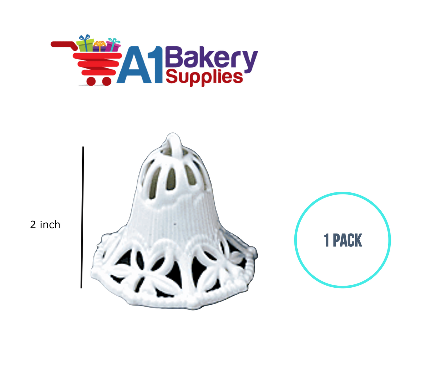A1BakerySupplies Filigree Bell - White 1 pack Wedding Accessories for Birthday Cake Decorations and Marriages