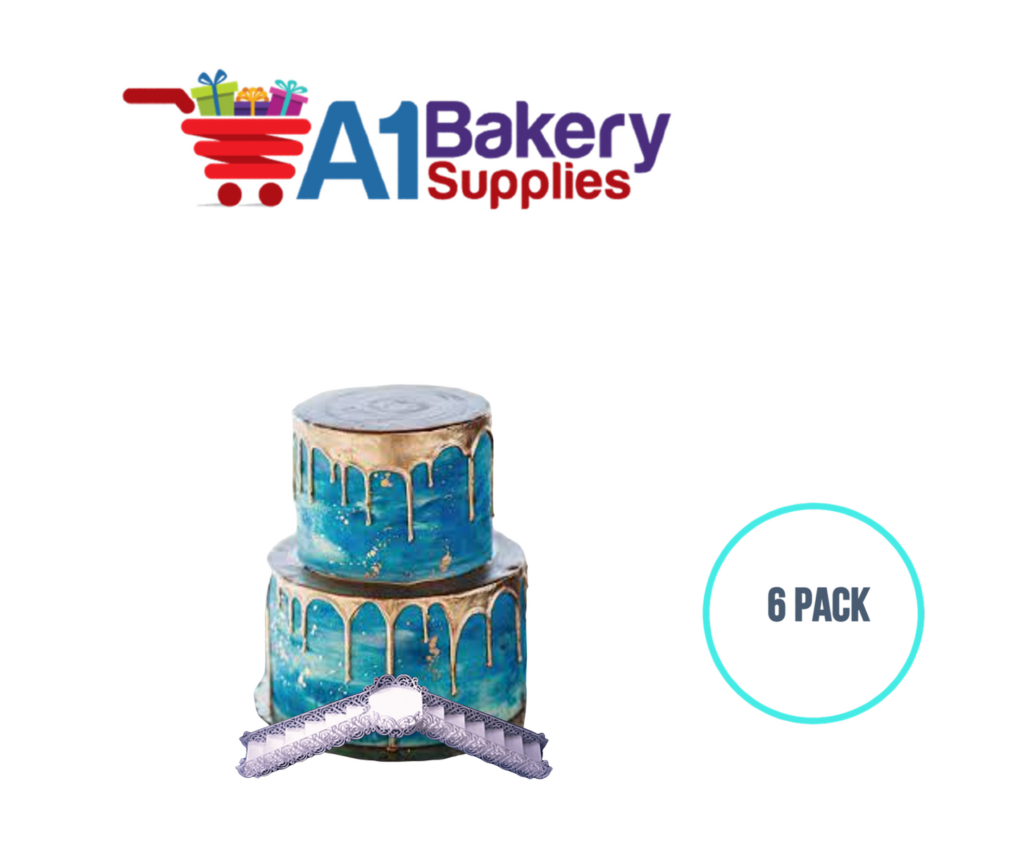 A1BakerySupplies Filigree Bridge & Stair Set-White 6 pack Wedding Accessories for Birthday Cake Decorations and Marriages