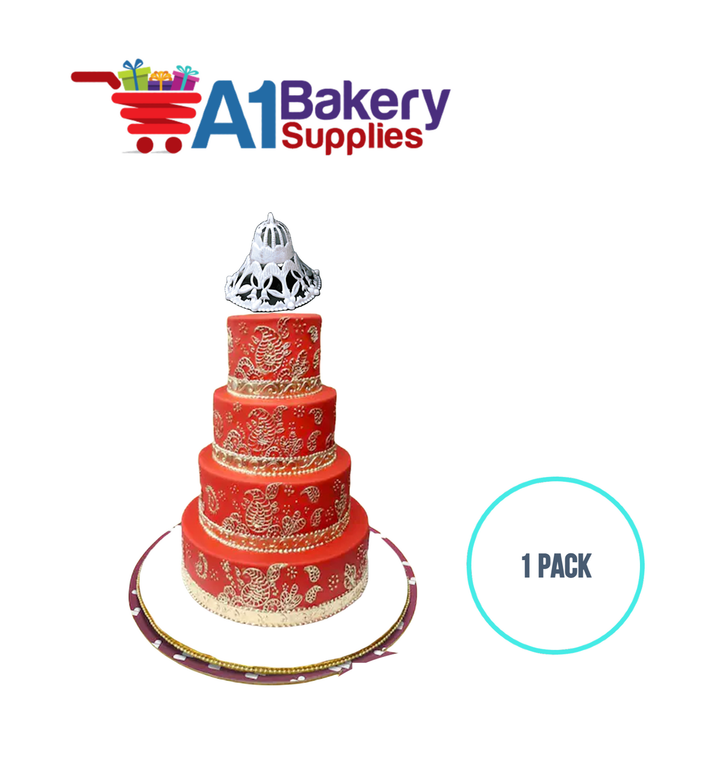 A1BakerySupplies Filigree Lace Bell-Large White 1 pack Wedding Accessories for Birthday Cake Decorations and Marriages