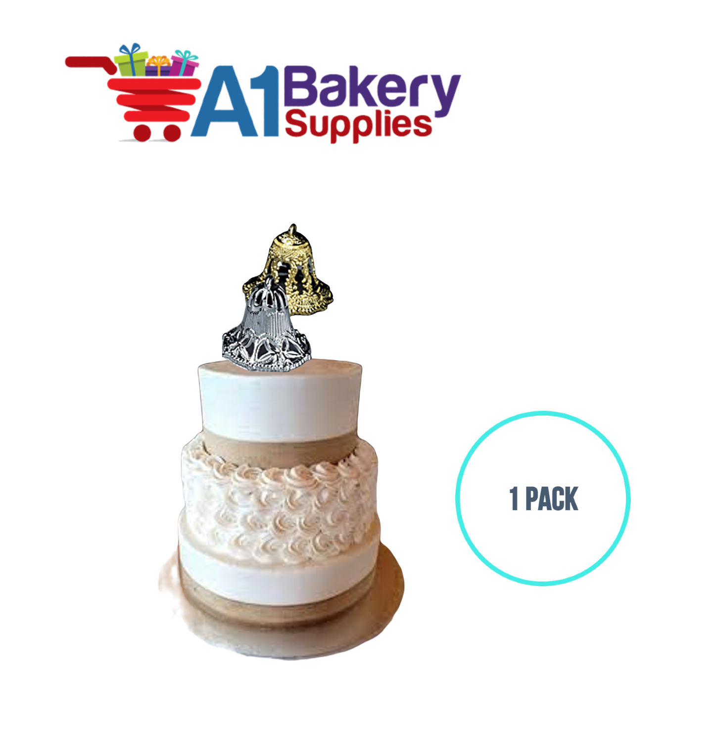 A1BakerySupplies Filigree Lace Bells - Silver 1 pack Wedding Accessories for Birthday Cake Decorations and Marriages