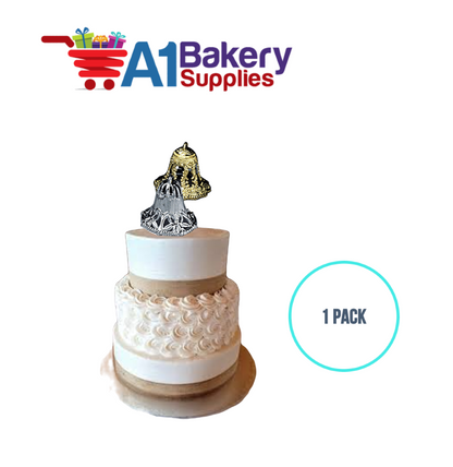 A1BakerySupplies Filigree Lace Bells - Silver 1 pack Wedding Accessories for Birthday Cake Decorations and Marriages