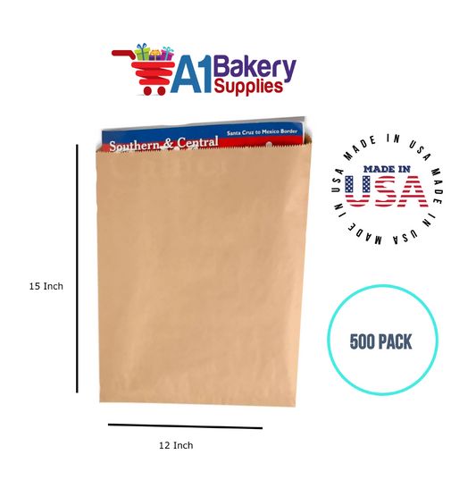 Kraft Flat Merchandise Bags, Medium, 500 Pack - 12"x15"