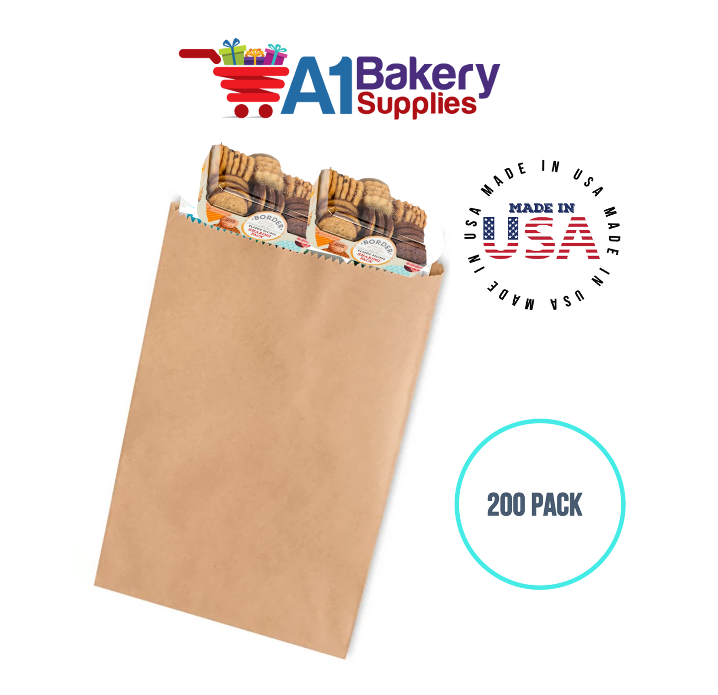 Kraft Flat Merchandise Bags, Medium, 200 Pack , - 5"x7-1/2"