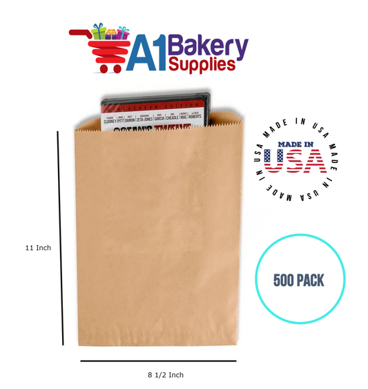 Kraft Flat Merchandise Bags, Medium, 500 Pack - 8.5"x11"
