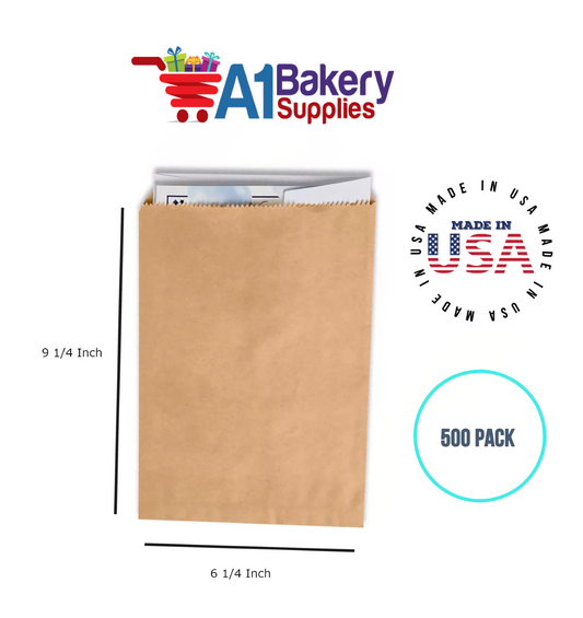 Kraft Flat Merchandise Bags, Medium, 500 Pack - 6-1/4"x9-1/4"