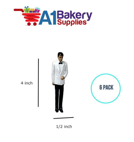 A1BakerySupplies Groom - White Coat - A.A. 6 pack Wedding Accessories for Birthday Cake Decorations and Marriages