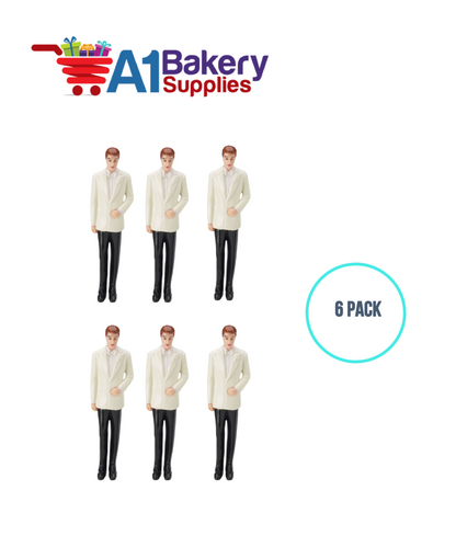 A1BakerySupplies Groom - White Coat 6 pack Wedding Accessories for Birthday Cake Decorations and Marriages