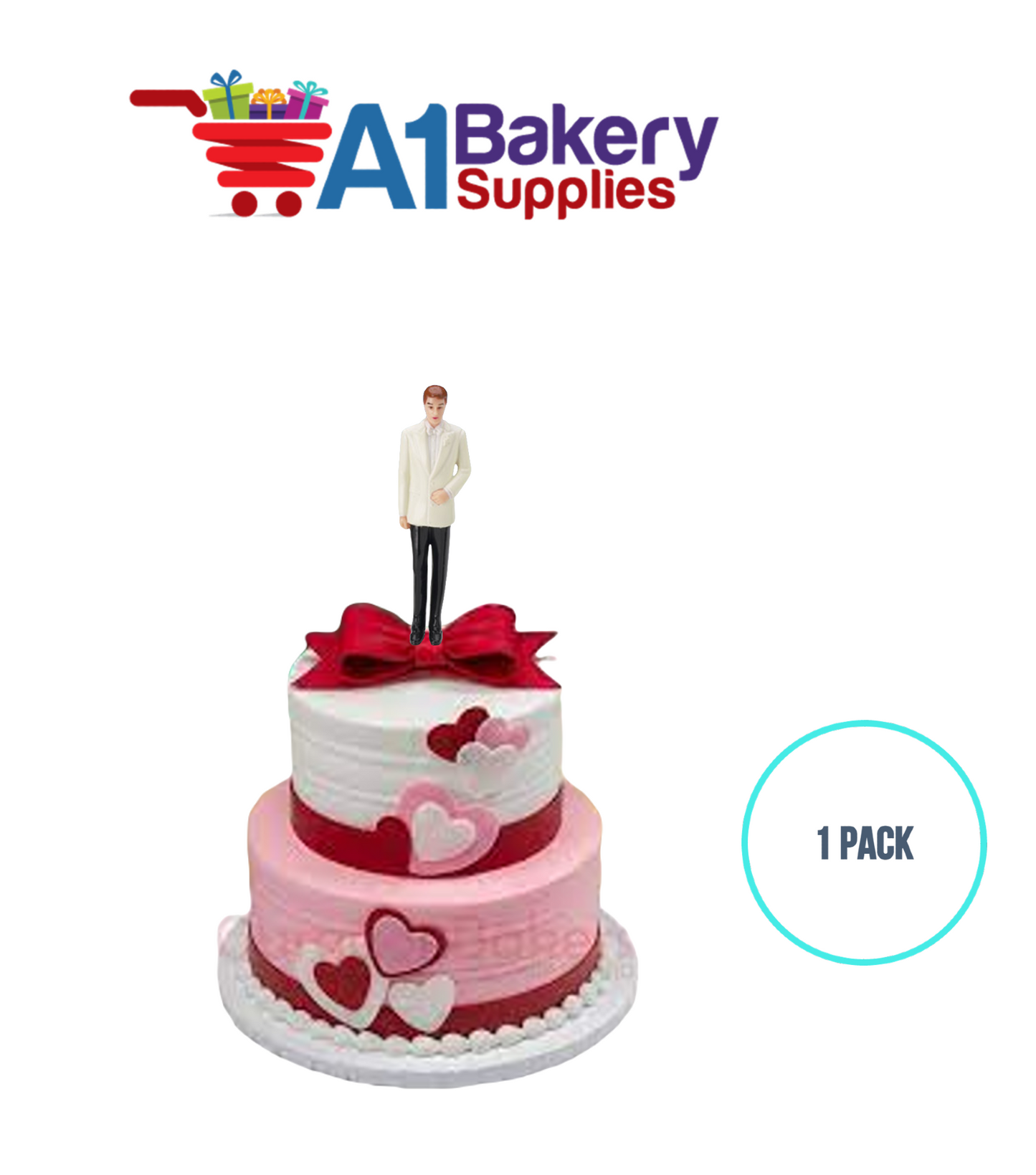 A1BakerySupplies Groom - White Coat 1 pack Wedding Accessories for Birthday Cake Decorations and Marriages