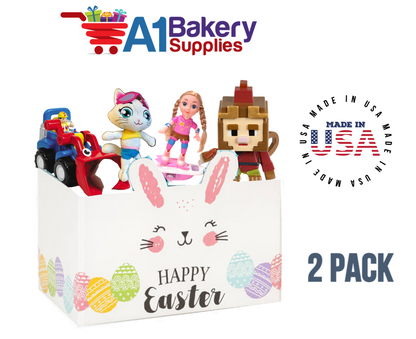 Happy Easter Bunny Basket Box, Theme Gift Box, Large 10.25 (Length) x 6 (Width) x 7.5 (Height), 2 Pack