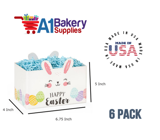Happy Easter Bunny Basket Box, Theme Gift Box, Small 6.75 (Length) x 4 (Width) x 5 (Height), 6 Pack