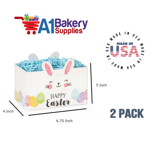 Happy Easter Bunny Basket Box, Theme Gift Box, Small 6.75 (Length) x 4 (Width) x 5 (Height), 2 Pack