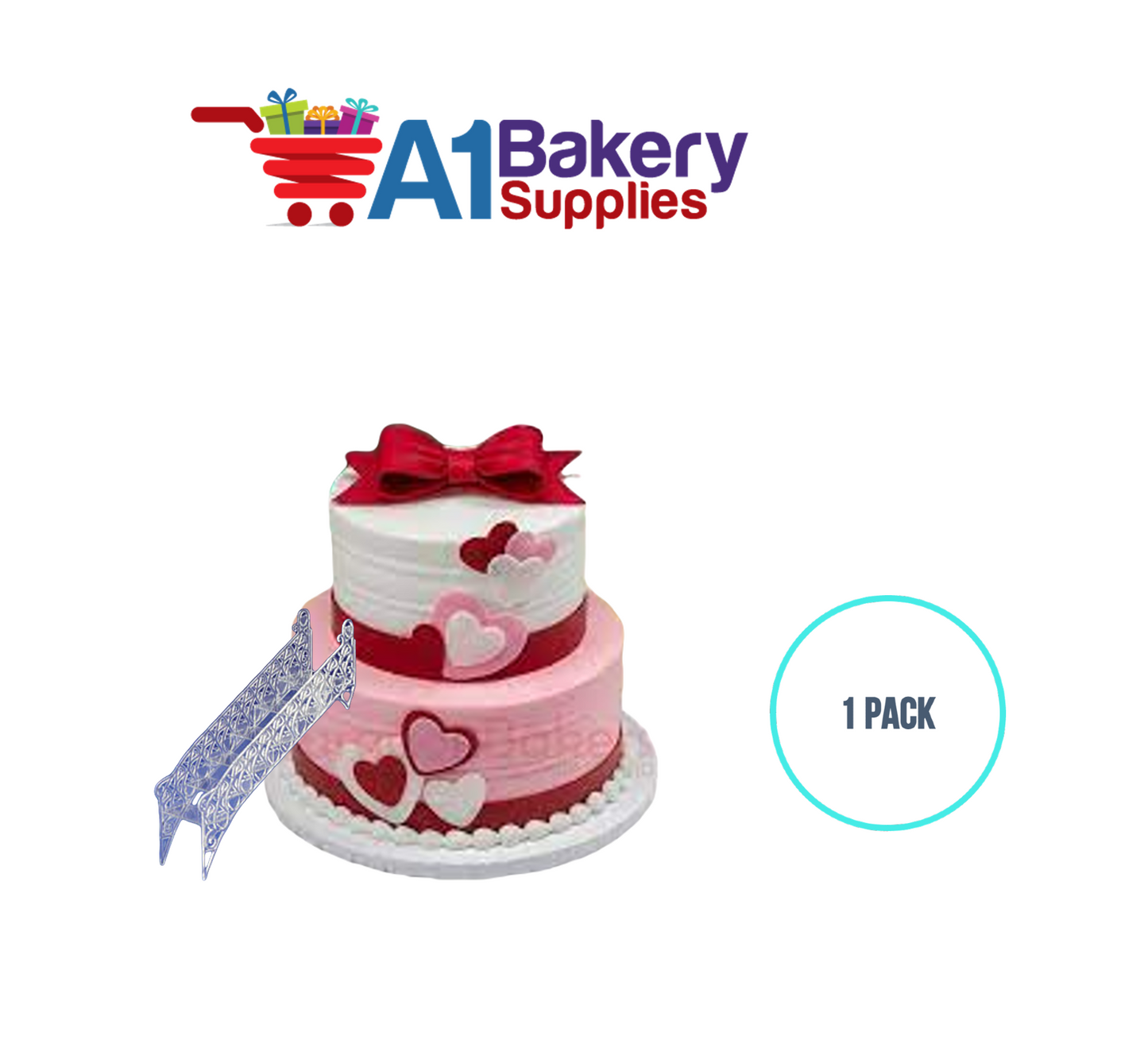 A1BakerySupplies Heart Stairway - 6 Steps - Crystal 1 pack Wedding Accessories for Birthday Cake Decorations and Marriages