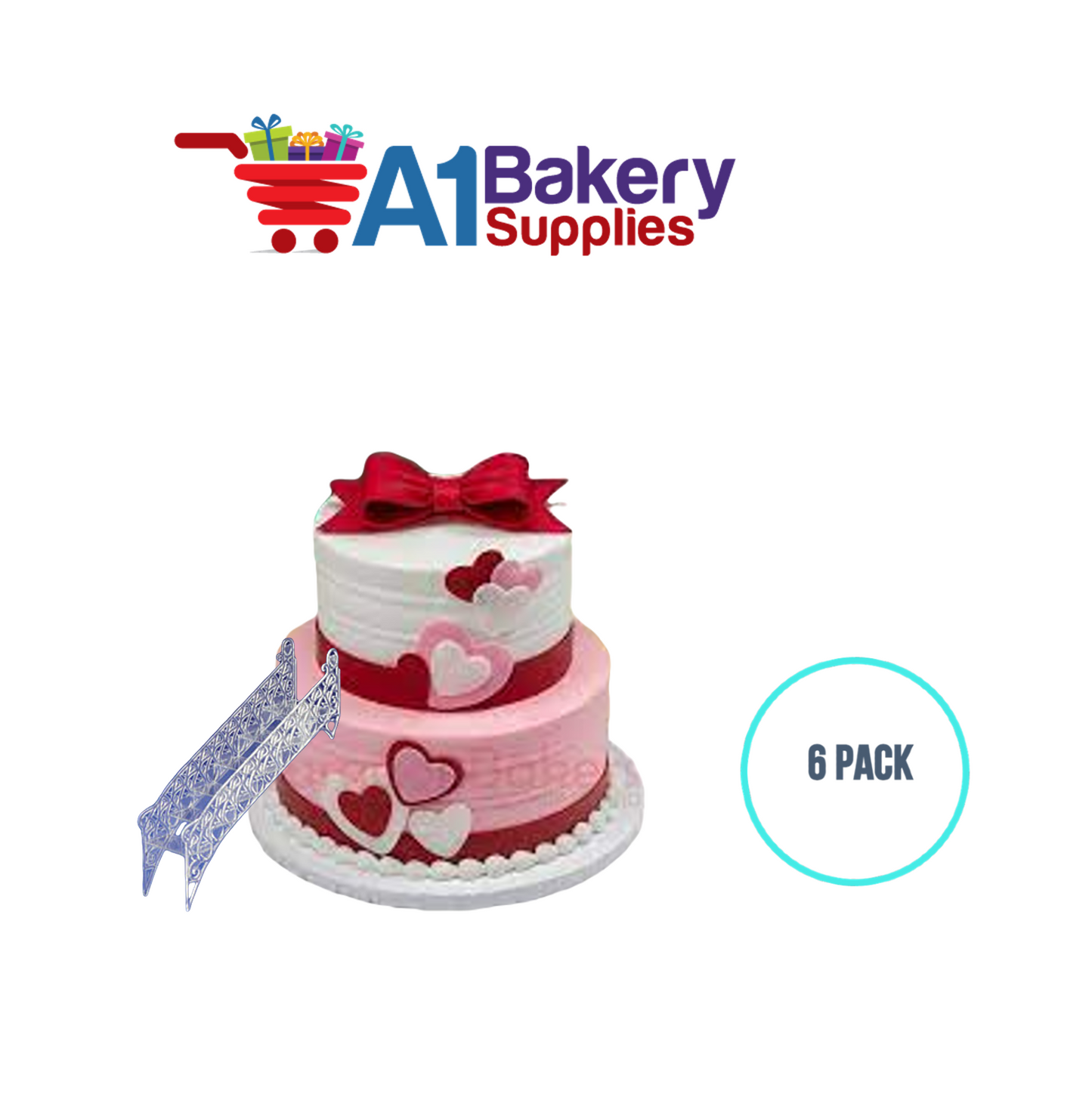 A1BakerySupplies Heart Stairway - 6 Steps - Crystal 6 pack Wedding Accessories for Birthday Cake Decorations and Marriages