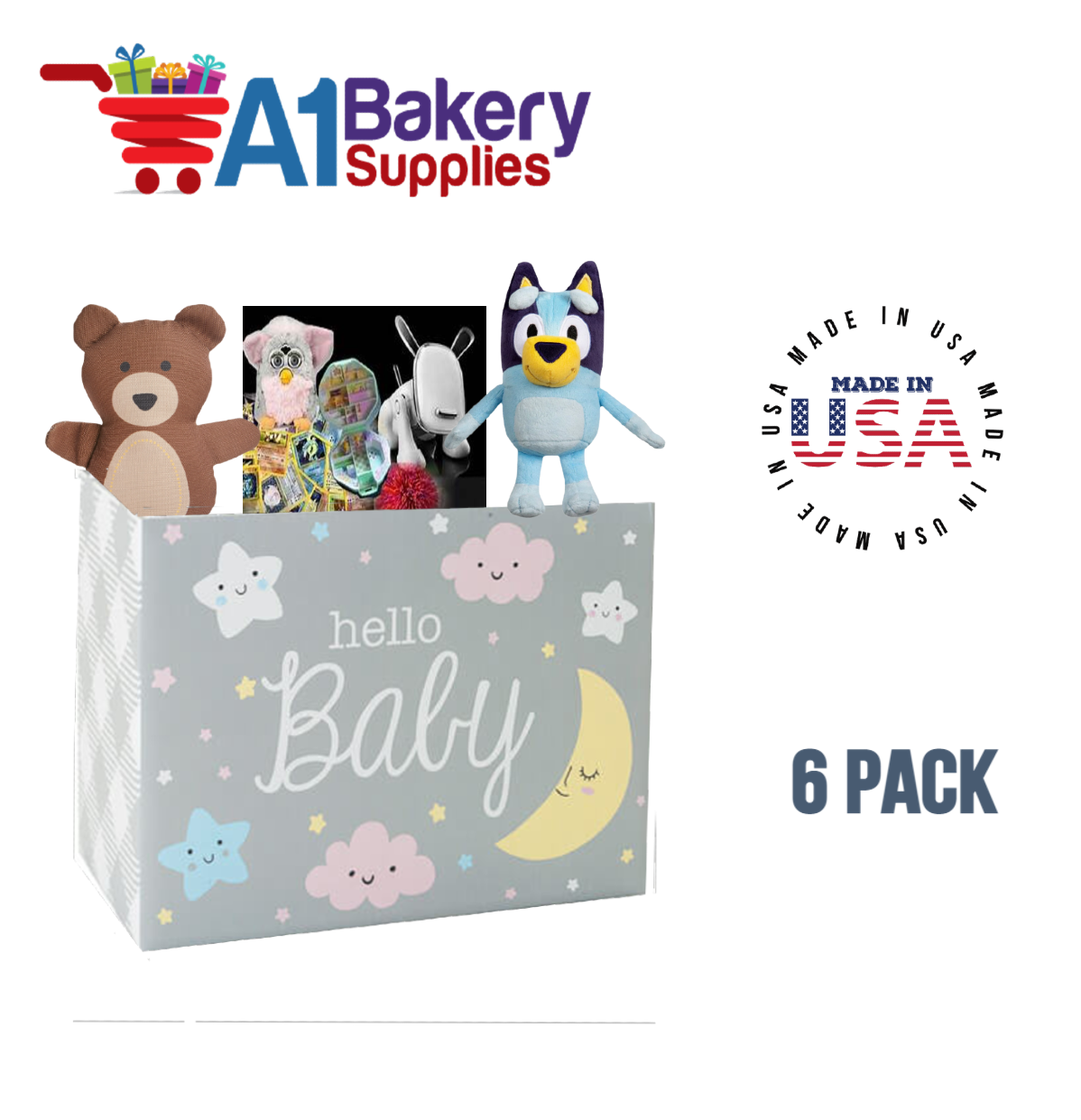 Hello Baby Basket Box, Theme Gift Box, Small 6.75 (Length) x 4 (Width) x 5 (Height), 6 Pack