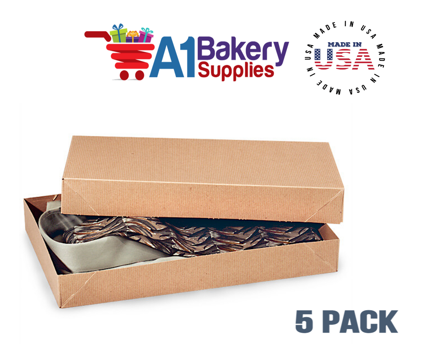 Kraft Brown Color Apparel Box for Men Shirts Gift Wrap Packaging Boxes, 15 x 9 1/2 x 2" - 5 Pack, Small