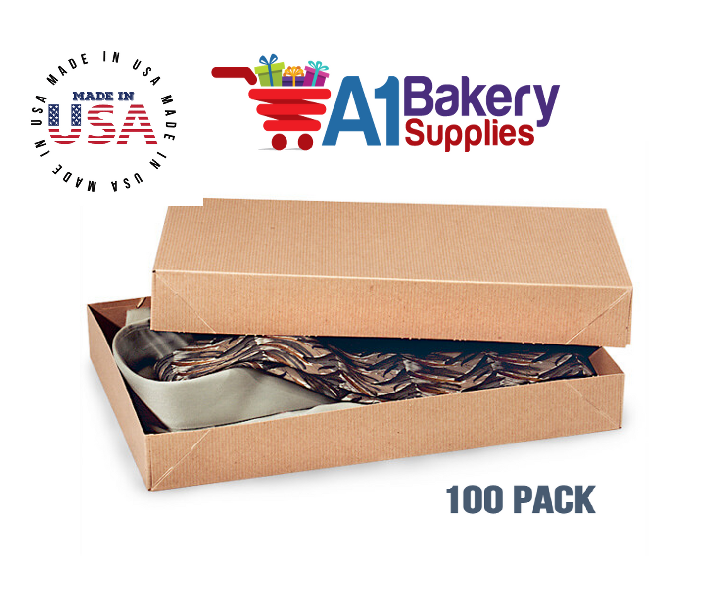 Kraft Brown Color Apparel Box for Men Shirts Gift Wrap Packaging Boxes, 15 x 9 1/2 x 2" - 100 Pack, Large