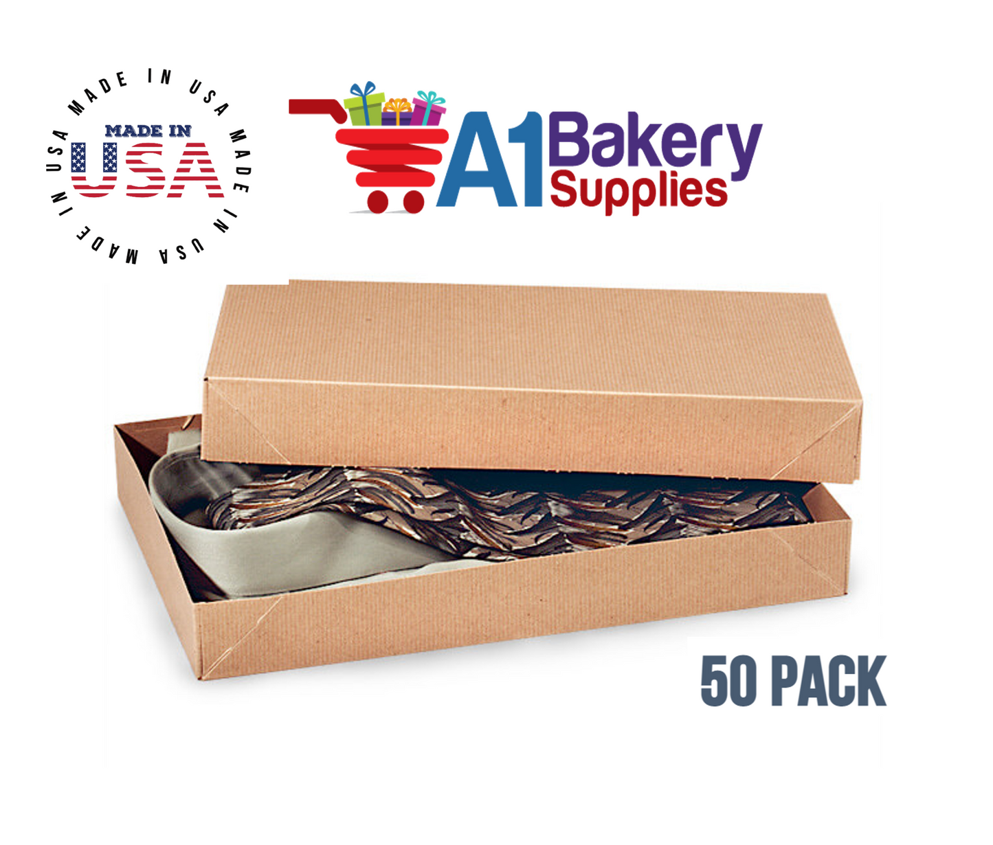 Kraft Brown Color Apparel Box for Men Shirts Gift Wrap Packaging Boxes, 15 x 9 1/2 x 2" - 50 Pack, Large