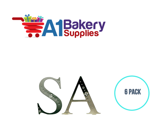 A1BakerySupplies Monogram - Silver Jeweled "H" (4") 6 pack Wedding Accessories for Birthday Cake Decorations and Marriages