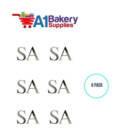 A1BakerySupplies Monogram - Silver Jeweled "B" (4") 6 pack Wedding Accessories for Birthday Cake Decorations and Marriages