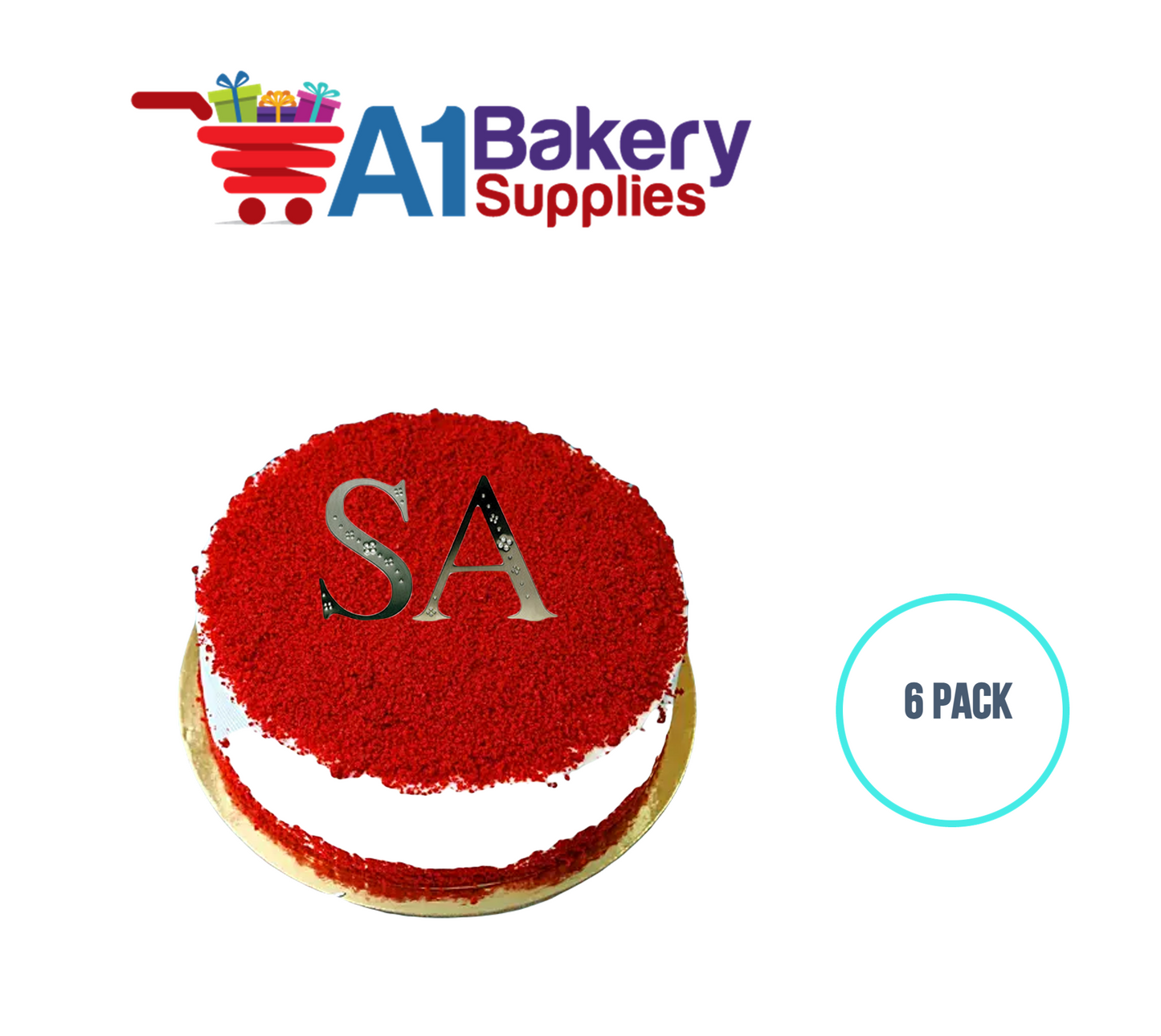 A1BakerySupplies Monogram - Silver Jeweled "H" (4") 6 pack Wedding Accessories for Birthday Cake Decorations and Marriages