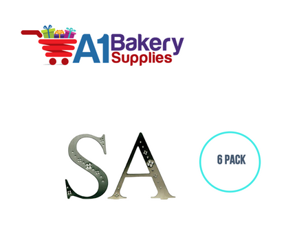 A1BakerySupplies Monogram - Silver Jeweled "B" (4") 6 pack Wedding Accessories for Birthday Cake Decorations and Marriages