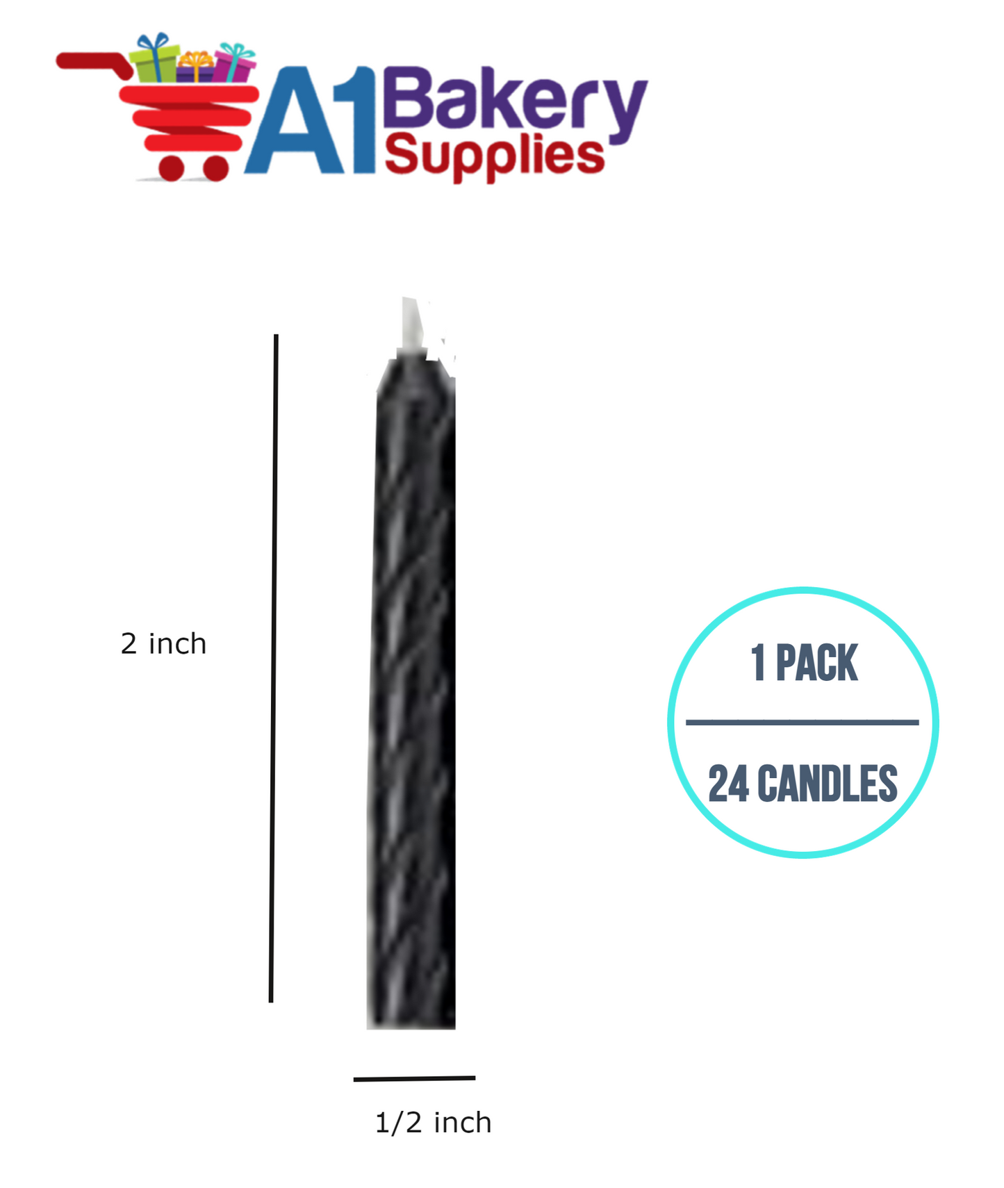A1BakerySupplies Over-The-Hill Black Blister Candles 1 pack for Birthday Cake Decorations and Anniversary