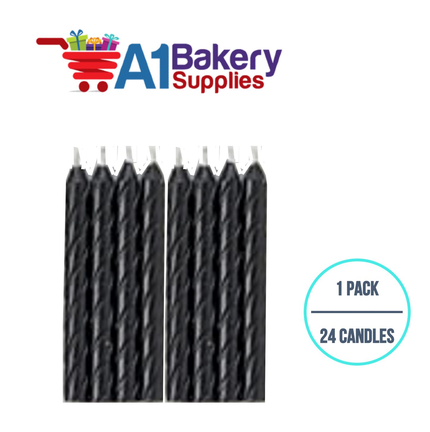 A1BakerySupplies Over-The-Hill Black Blister Candles 1 pack for Birthday Cake Decorations and Anniversary