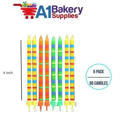 A1BakerySupplies Paparazzi Candles W/Holders-Medium 6 pack for Birthday Cake Decorations and Anniversary