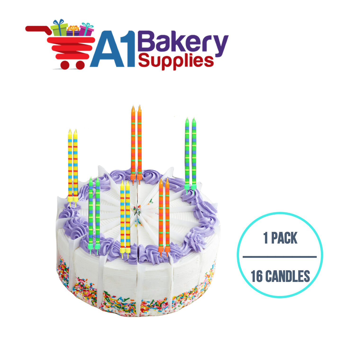 A1BakerySupplies Paparazzi Candles W/Holders-Medium 1 pack for Birthday Cake Decorations and Anniversary