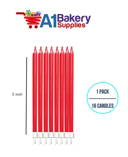 A1BakerySupplies Party Shape Candles- Red W/Holders 1 pack for Birthday Cake Decorations and Anniversary