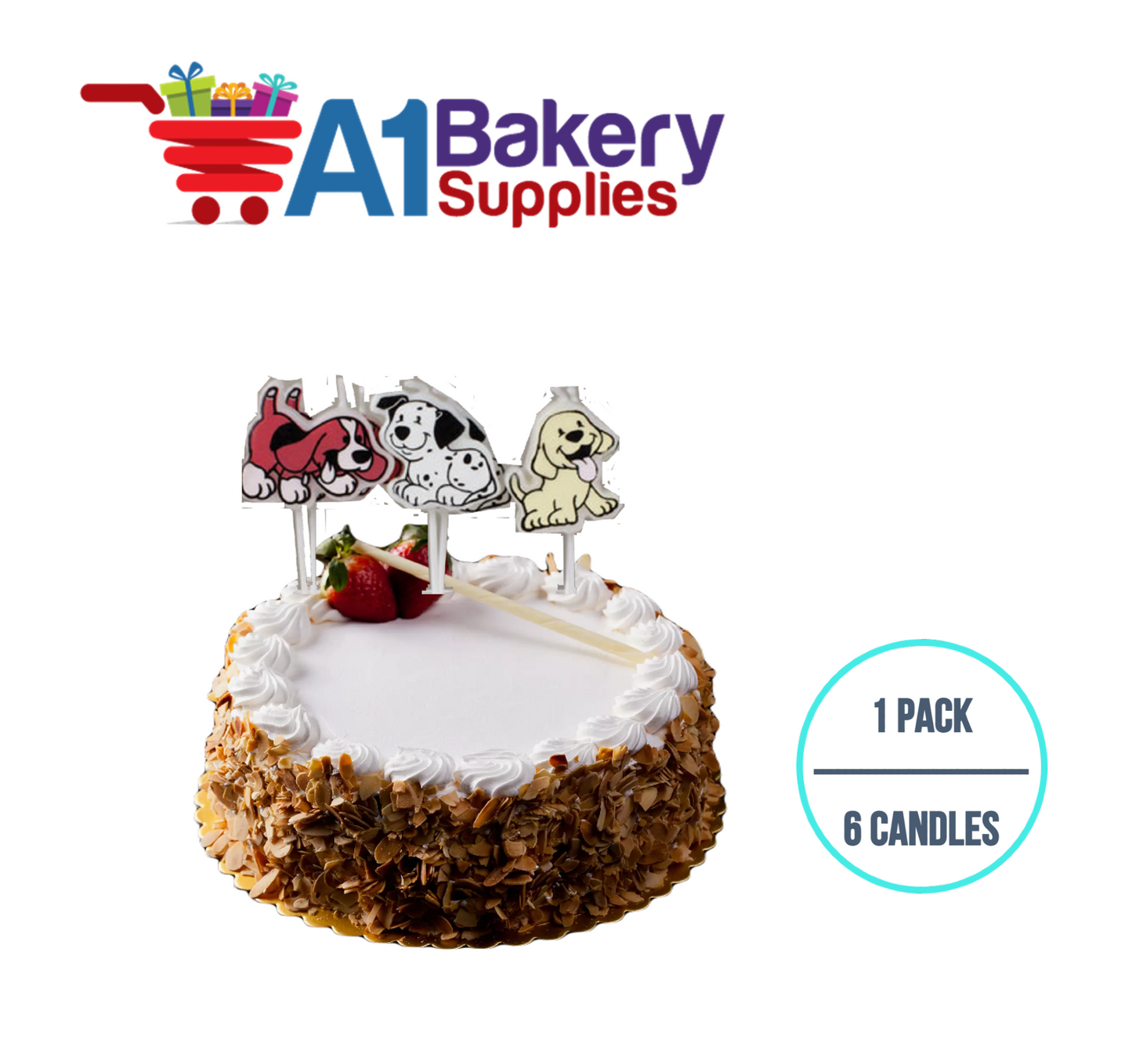 A1BakerySupplies Puppy Candles Asst. 1 pack for Birthday Cake Decorations and Anniversary