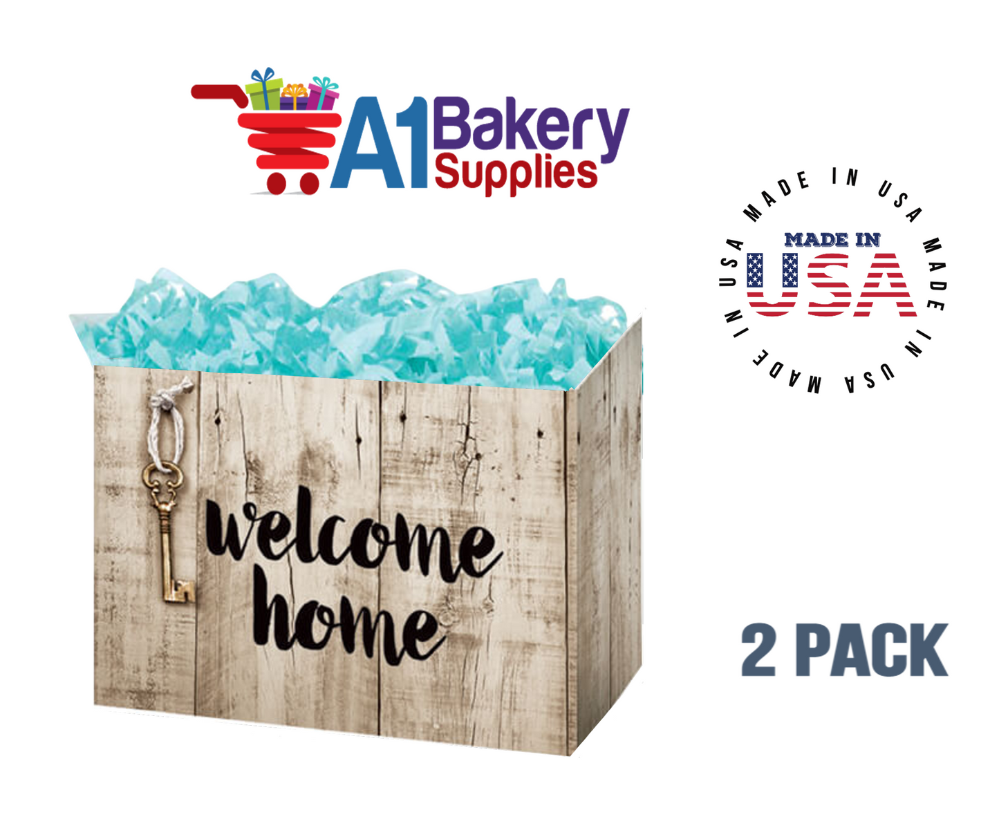 Rustic Welcome Home Basket Box, Theme Gift Box, Small 6.75 (Length) x 4 (Width) x 5 (Height), 2 Pack