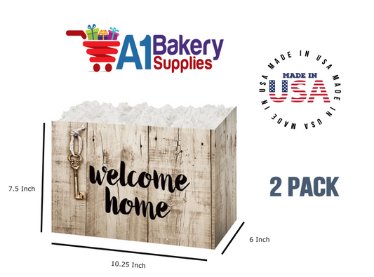 Rustic Welcome Home Basket Box, Theme Gift Box, Large 10.25 (Length) x 6 (Width) x 7.5 (Height), 2 Pack