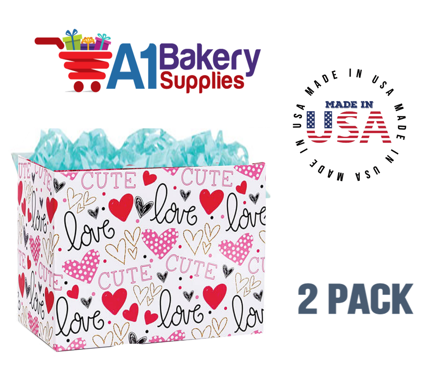 Too Cute Basket Box, Theme Gift Box, Small 6.75 (Length) x 4 (Width) x 5 (Height), 2 Pack