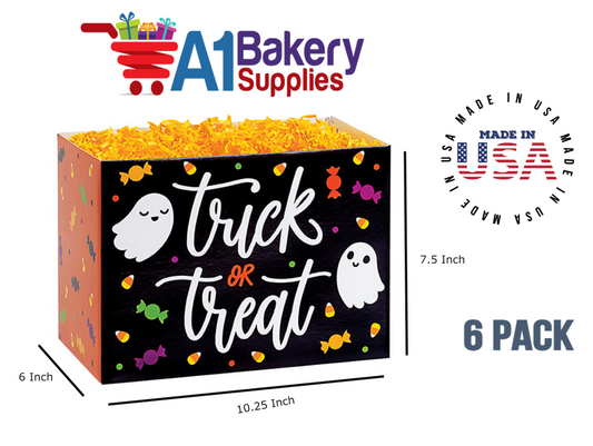 Trick or Treat Basket Box, Theme Gift Box, Large 10.25 (Length) x 6 (Width) x 7.5 (Height), 6 Pack
