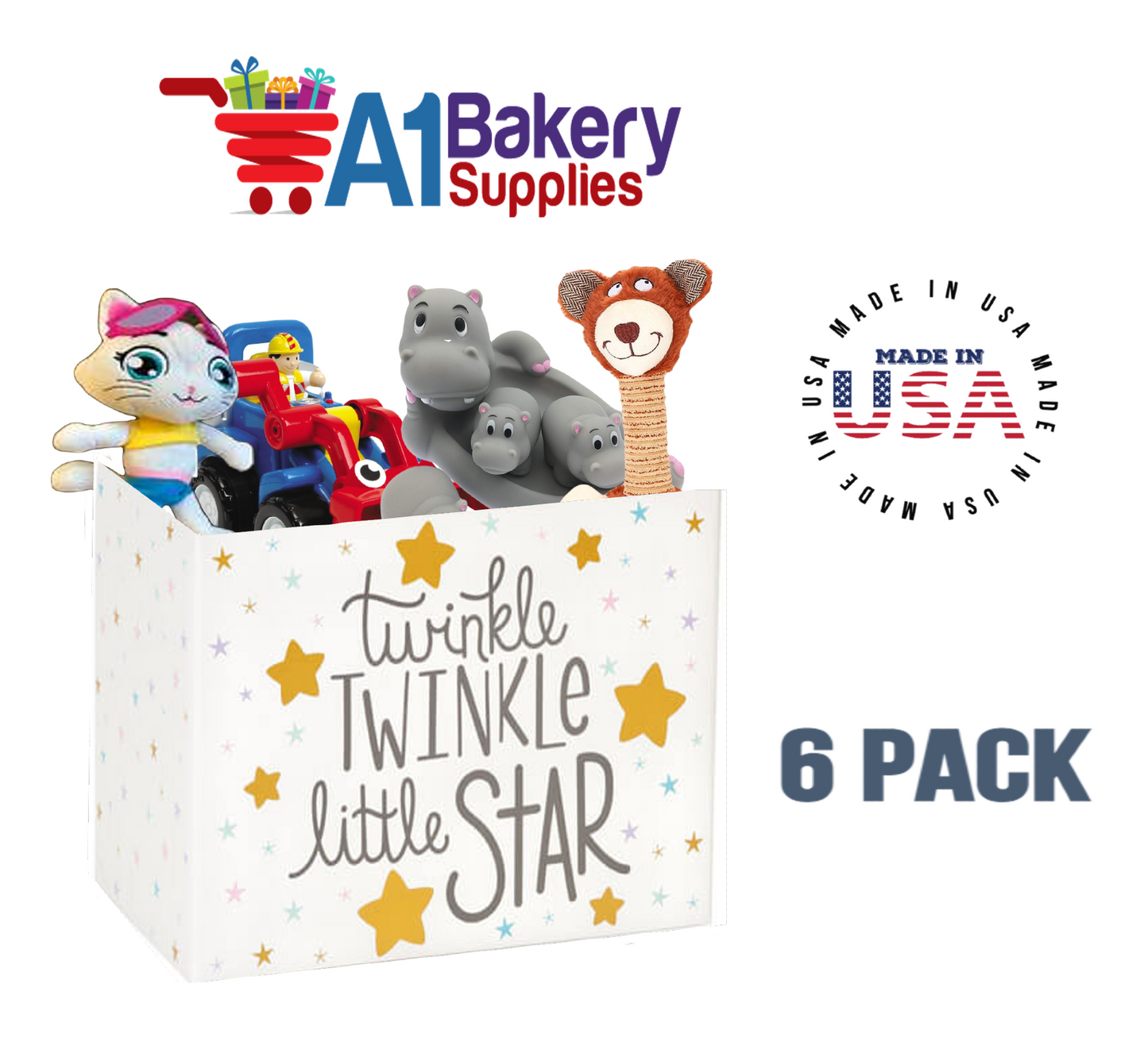 Twinkle Little Star Basket Box, Theme Gift Box, Small 6.75 (Length) x 4 (Width) x 5 (Height), 6 Pack