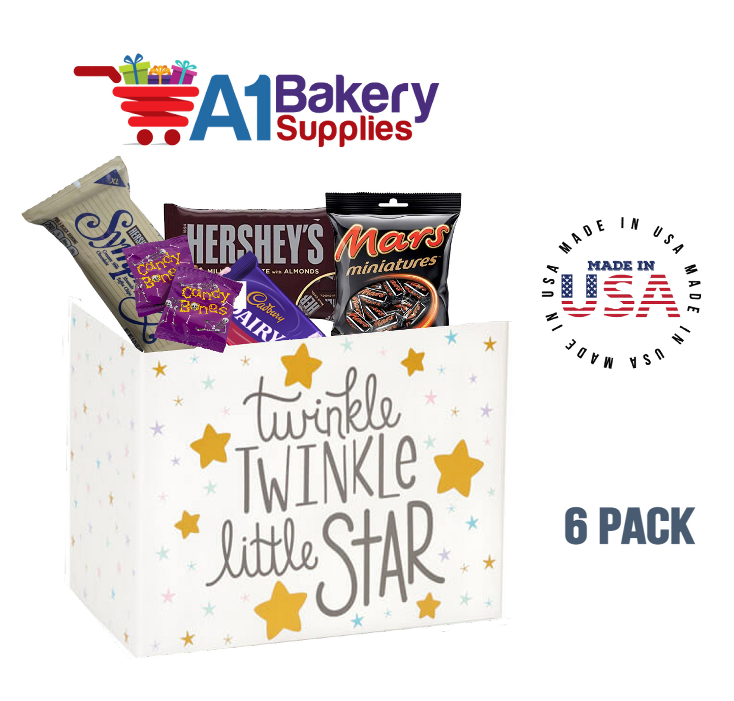 Twinkle Little Star Basket Box, Theme Gift Box, Small 6.75 (Length) x 4 (Width) x 5 (Height), 6 Pack