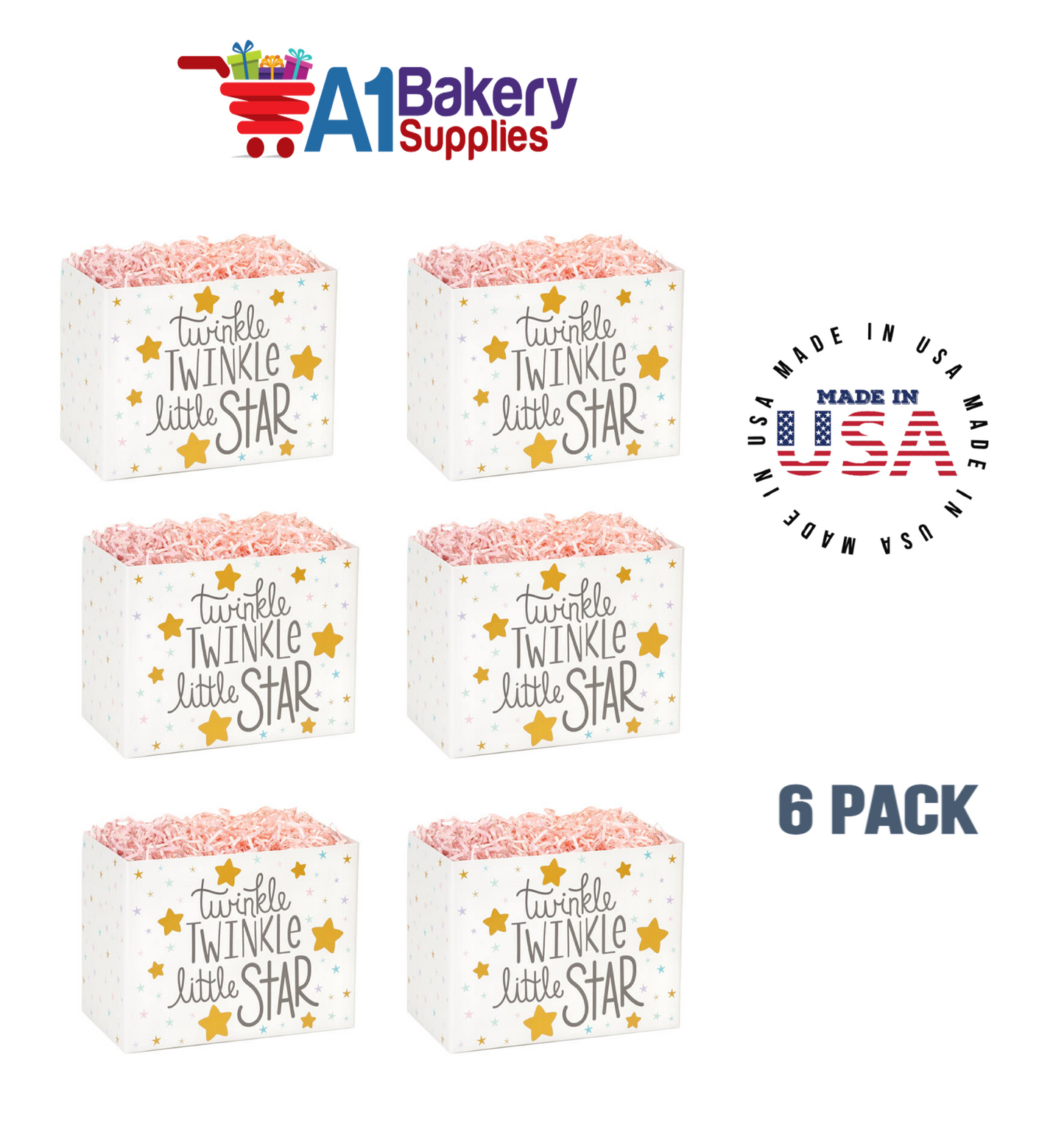 Twinkle Little Star Basket Box, Theme Gift Box, Small 6.75 (Length) x 4 (Width) x 5 (Height), 6 Pack