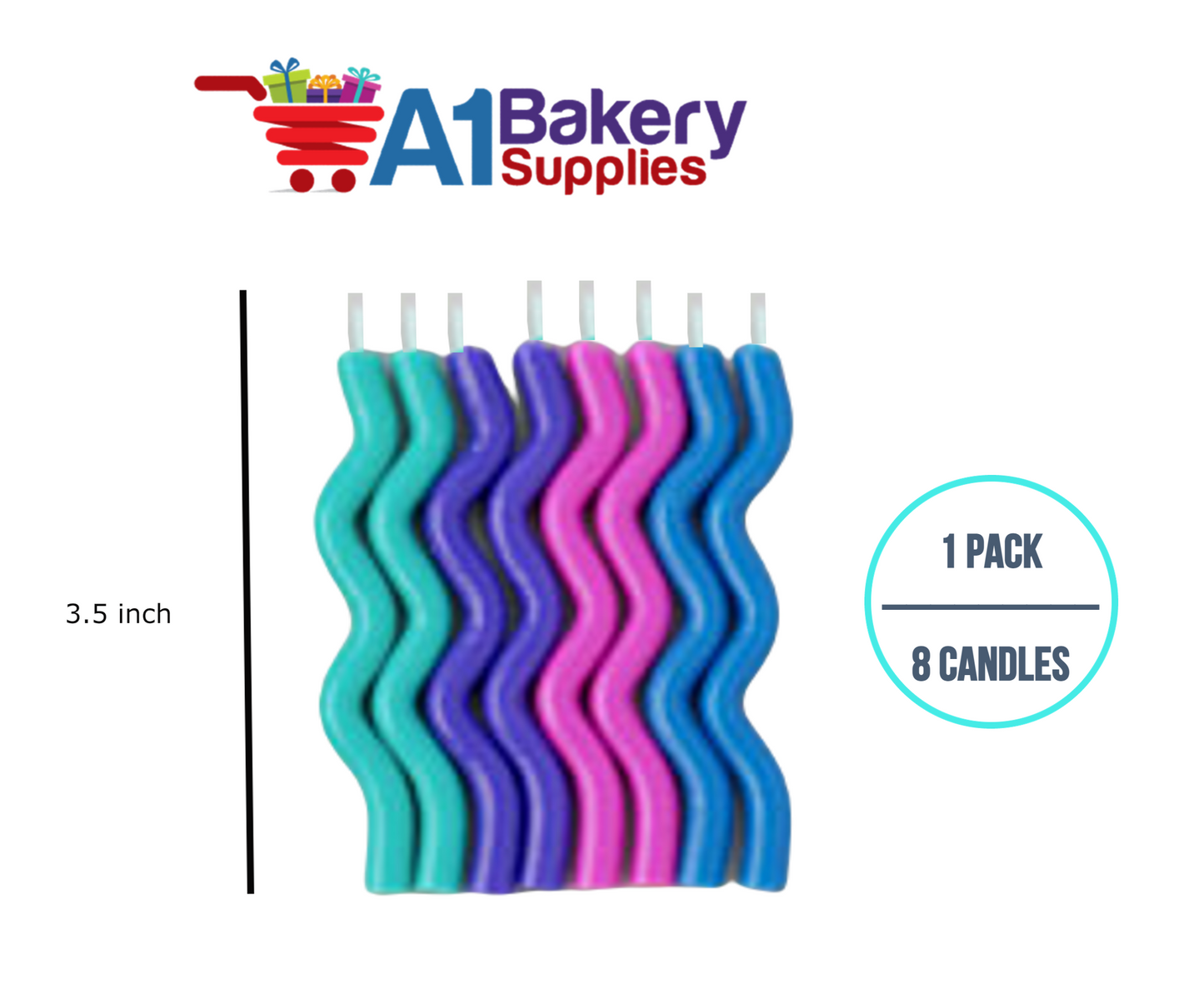 A1BakerySupplies Wavy Birthday Candles-Cool Pastels 1 pack for Birthday Cake Decorations and Anniversary