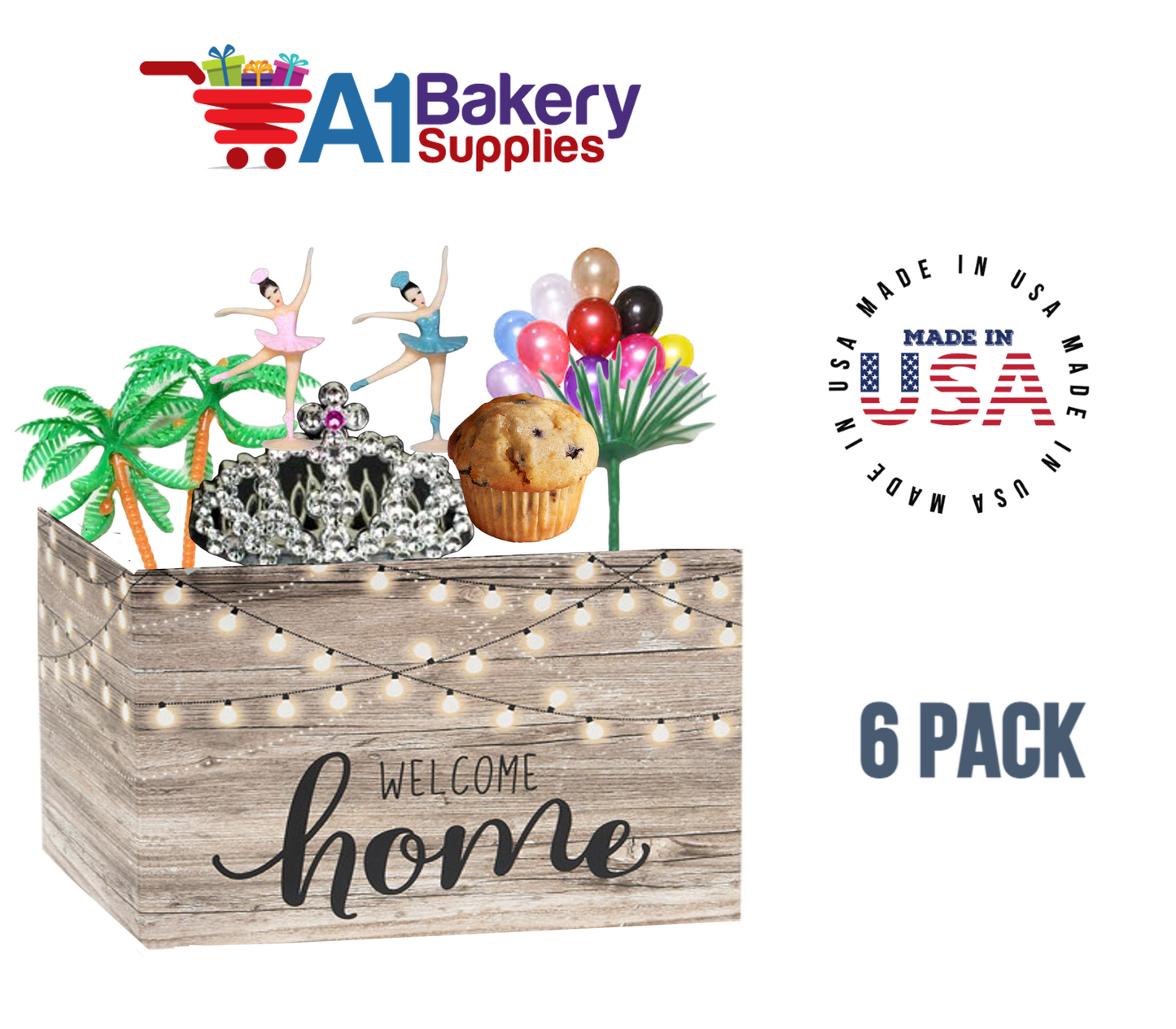 Welcome Home Lights Basket Box, Theme Gift Box, Small 6.75 (Length) x 4 (Width) x 5 (Height), 6 Pack
