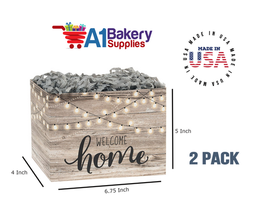 Welcome Home Lights Basket Box, Theme Gift Box, Small 6.75 (Length) x 4 (Width) x 5 (Height), 2 Pack