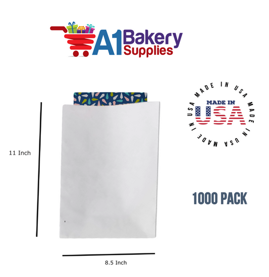 White Flat Merchandise Bags, Medium, 1000 Pack - 8.5"x11"