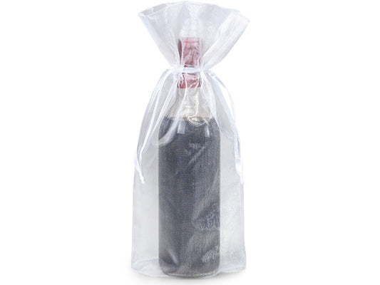 10 Pack Wine & Bottle Organza Favor Gift Bags Wine bottle bag 6.5 x 15 inch - Fits most bottles ( White )